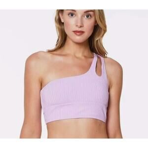 Sanctuary Swim Petal Lilac Ribbed Cutout Swim Bra Bikini Top Size XL NWT